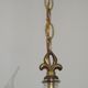 Mid-Century Bronze & Cut Glass 4-Light Chandelier with Fleur-de-Lys Detail
