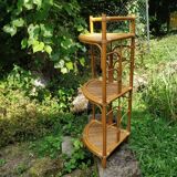 Rattan and bamboo corner shelf