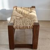 Vintage rustic straw country stool