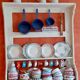 shelf / wall cabinet in wooden sandblasted effect old early twentieth century