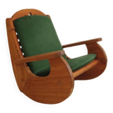 Rocking-chair scandinave bois & velours de mohair