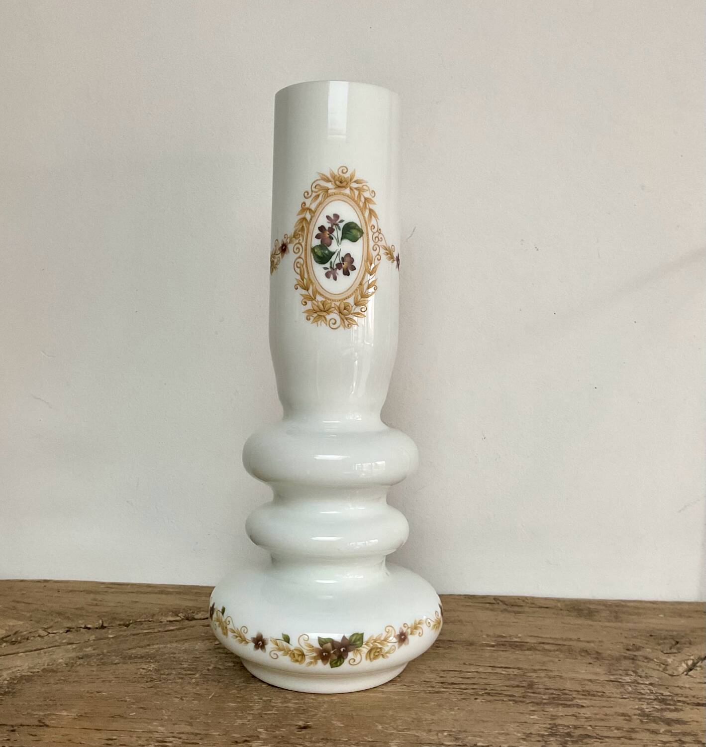 White opaline glass vase