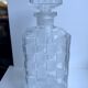 Glass whisky decanter and polished glass glass checkerboard effect 60s-70s