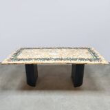 Italian vintage onyx marble floral dining table 'Edelweiss'