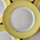 set of 6 flat plates Moulin des Loups textured canary yellow 50s