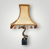 Vintage Fish Side Lamp - Grey Marble Base and Brass Fish