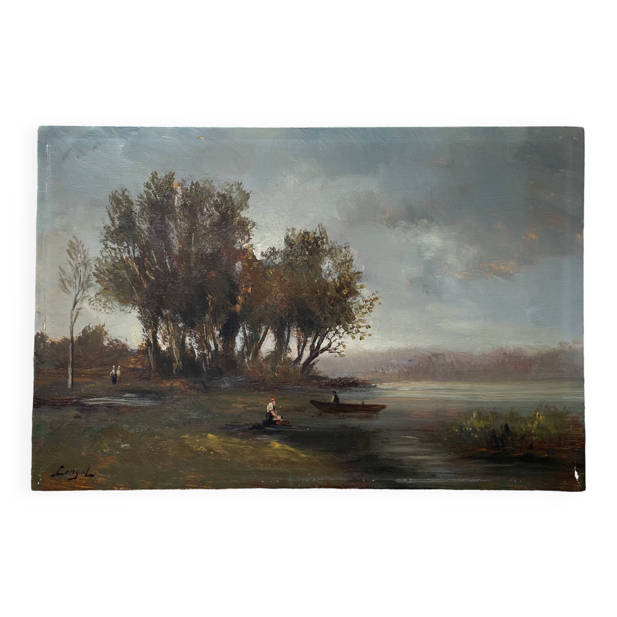 Old oil on panel signed Longol