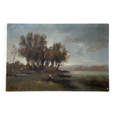 Huile sur panneau ancienne signée Longol