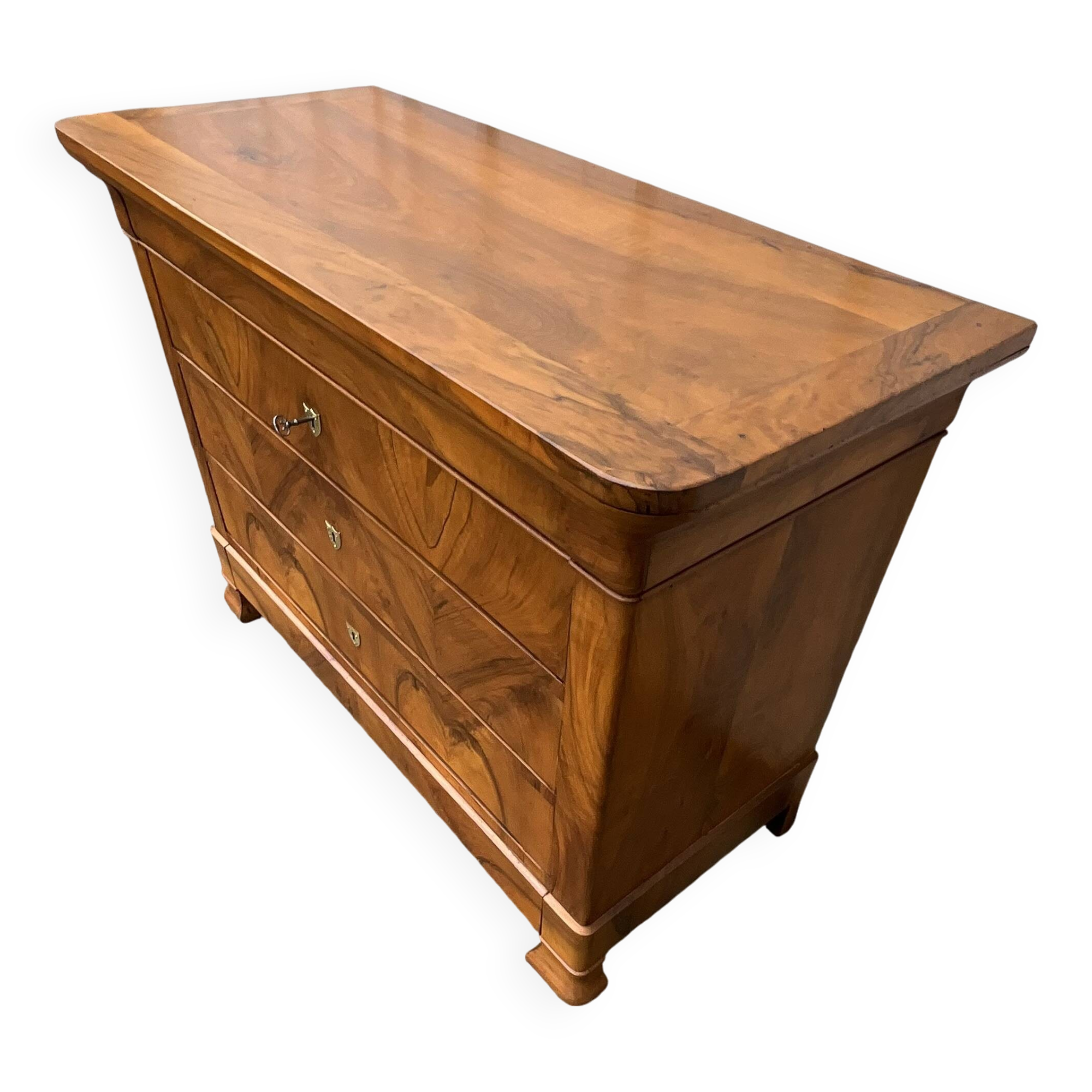 French Commode Louis Philippe Mid 19th Century In Walnut Burl