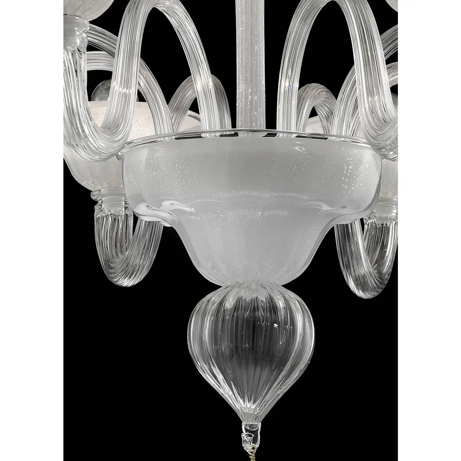 Modern Venetian Murano Glass Chandelier in Transparent and White Tones