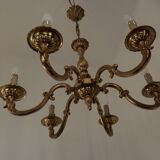 Stunning French Antique Art Nouveau Quality Bronze 6 Light Chandelier 3899