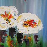 Oil on canvas The 4 Wild Primroses