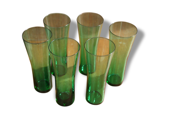 Lot de 6 verres a orangeade vert ( tumbler )
