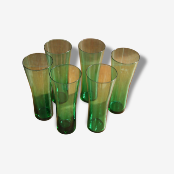 Lot of 6 glasses has green orange (tumbler)