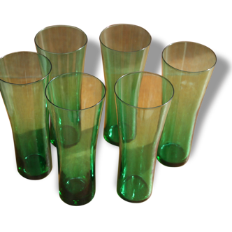 Lot of 6 glasses has green orange (tumbler)
