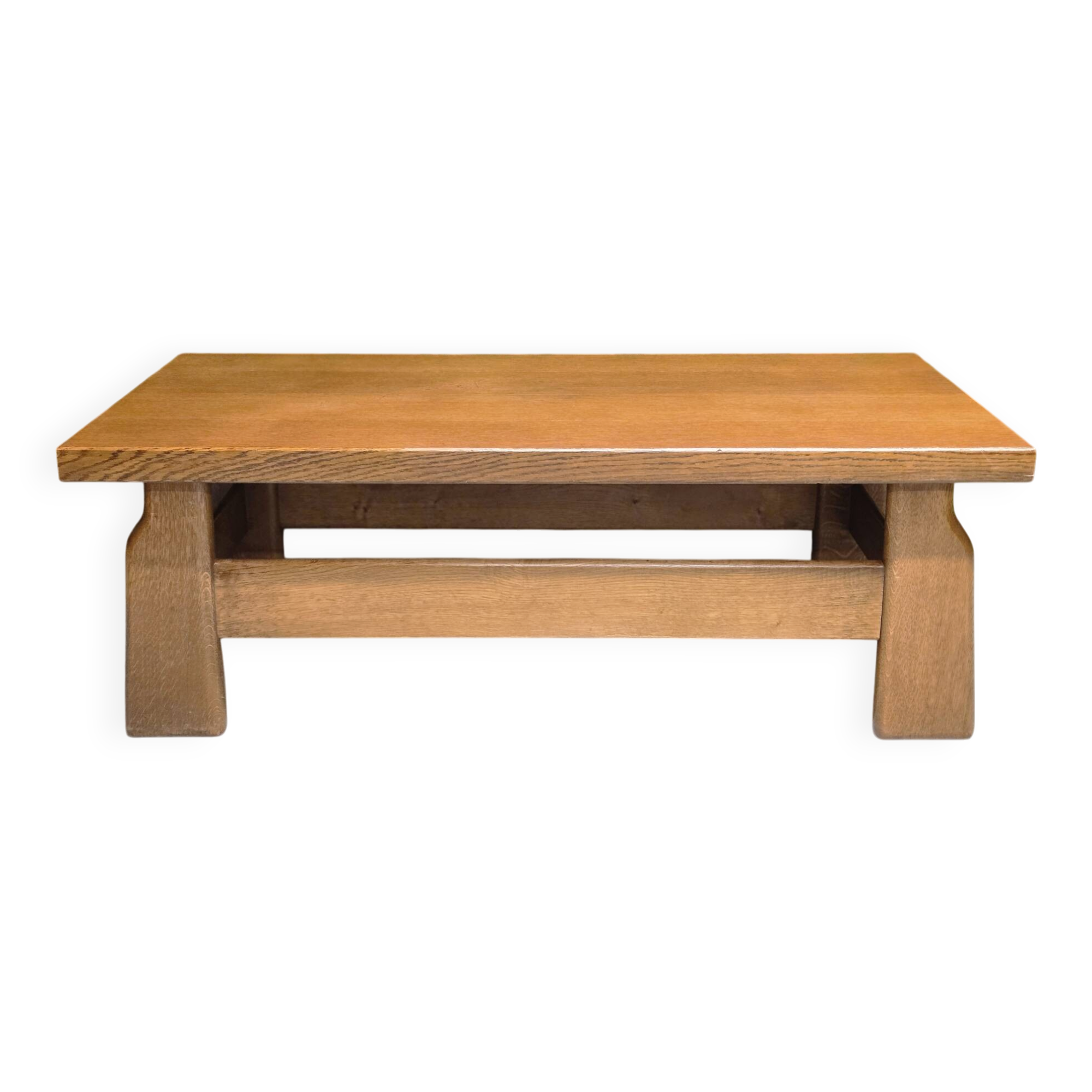 Brutalist coffee table oak 1970 vintage