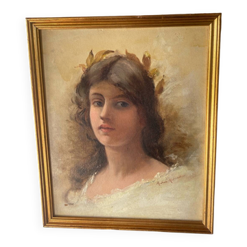 Portrait jeune femme à la couronne de laurier