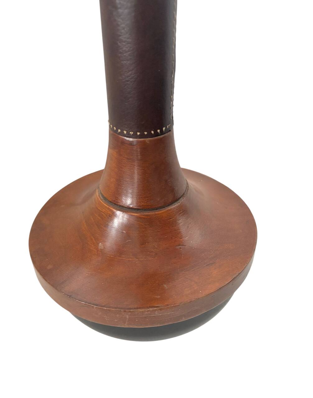 Wood and leather standing ashtray 1970