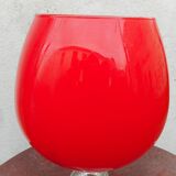 Opaline vase and glass