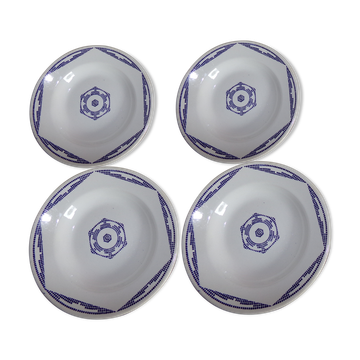 Lot de 4 assiettes à soupe de la Faïencerie Nouvelle de Givors France