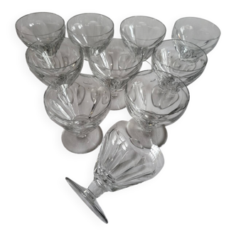 BACCARAT 10 Crystal Wine Glasses Périgord Model - Signed