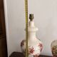 Antique Pair of Ceramic Floral Bulbous Lamps Shabby Chic