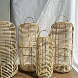 Small lantern-shaped rattan suspension H35 D15