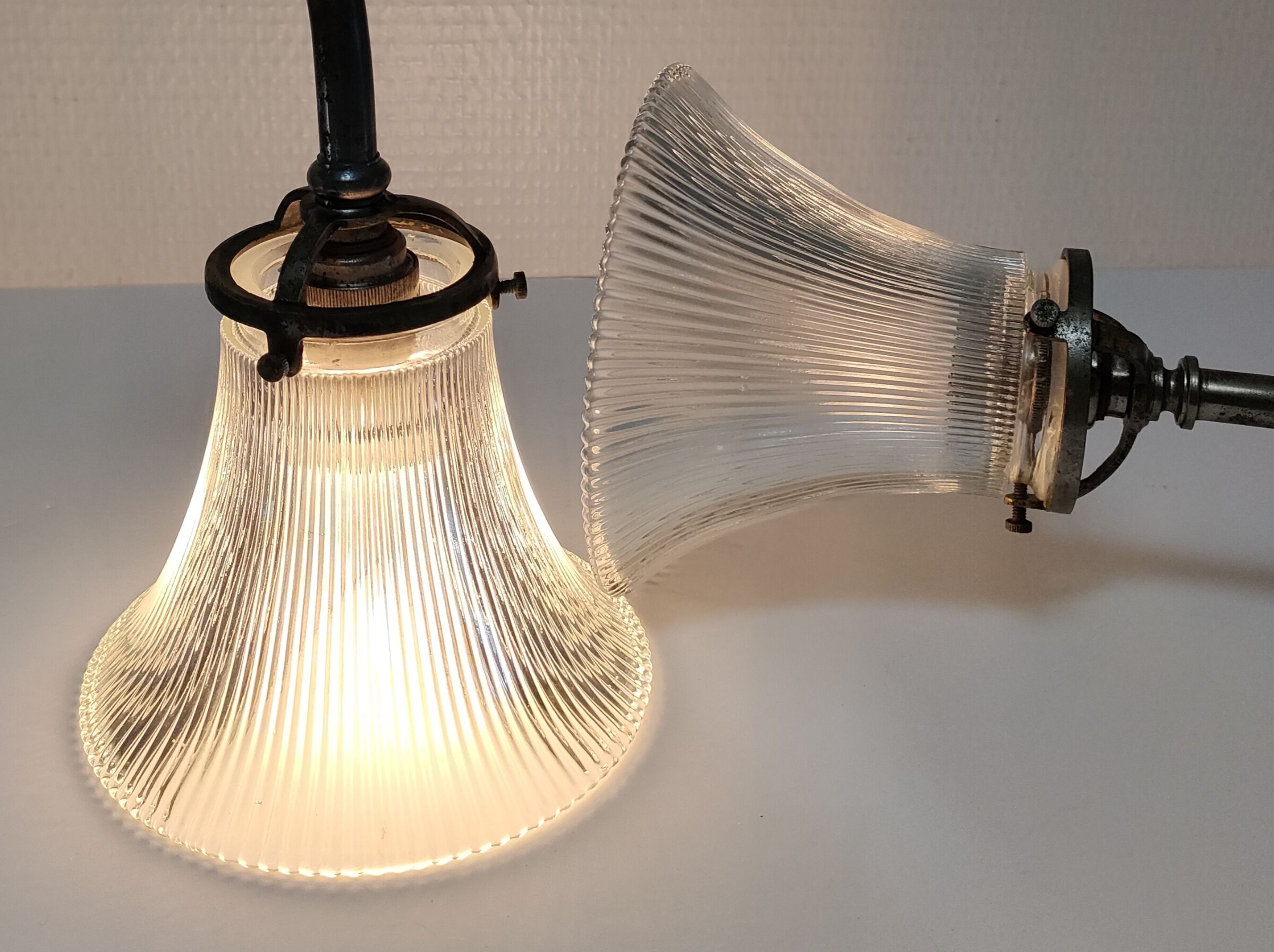 Pair of bronze and glass sconces  1900