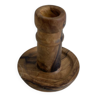 Olive wood candle holder