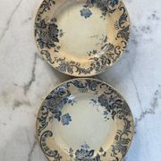 2 assiettes plates terre de fer boule de neige St Amand