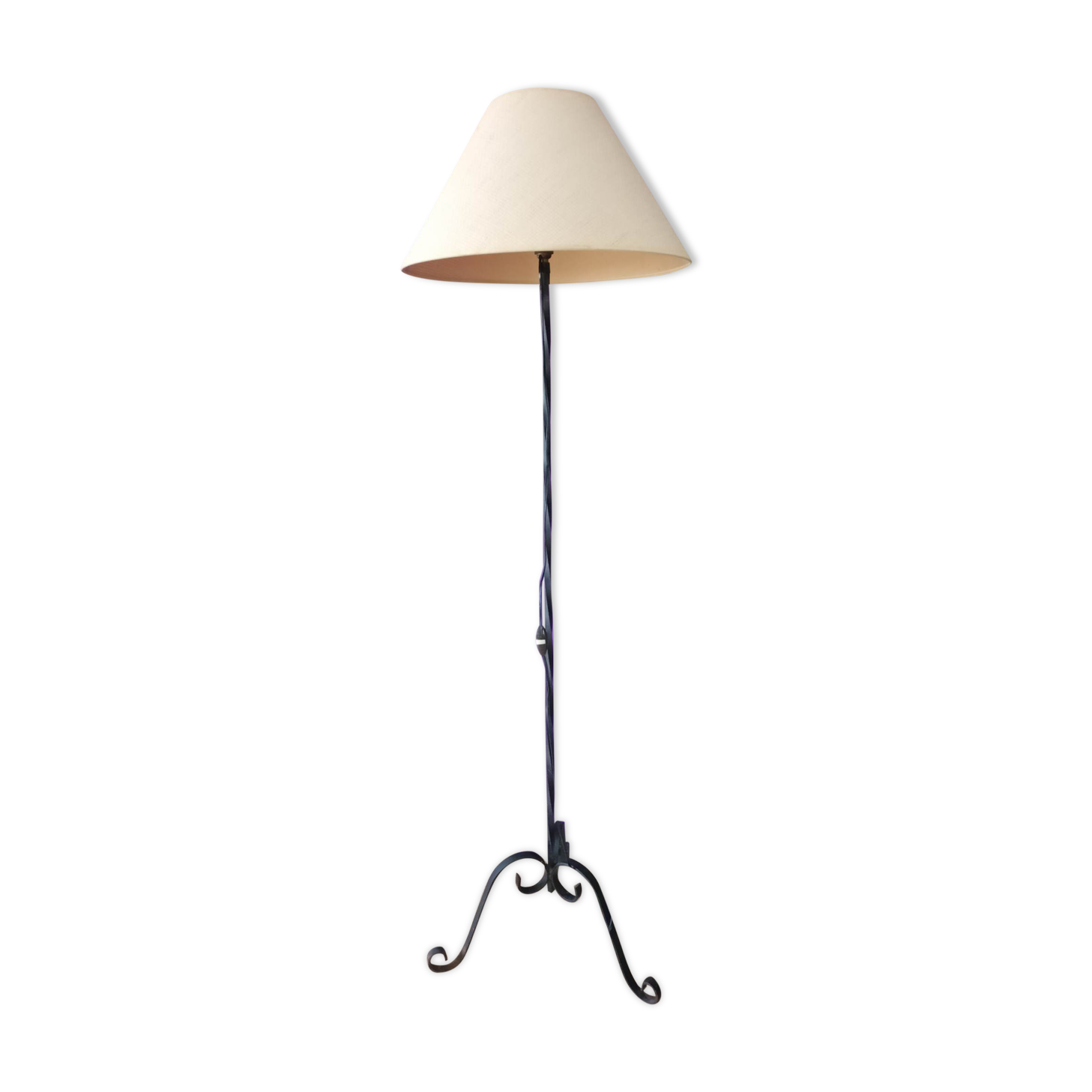 Vintage floor lamp - 40s , wrought iron with scroll feet