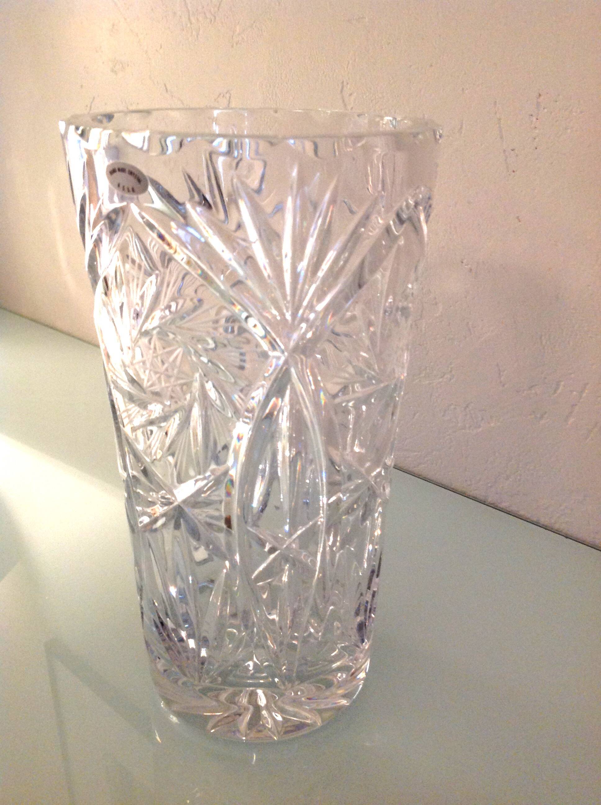 Cylinder vase in chiseled crystal / vintage 60s-70s