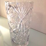 Cylinder vase in chiseled crystal / vintage 60s-70s
