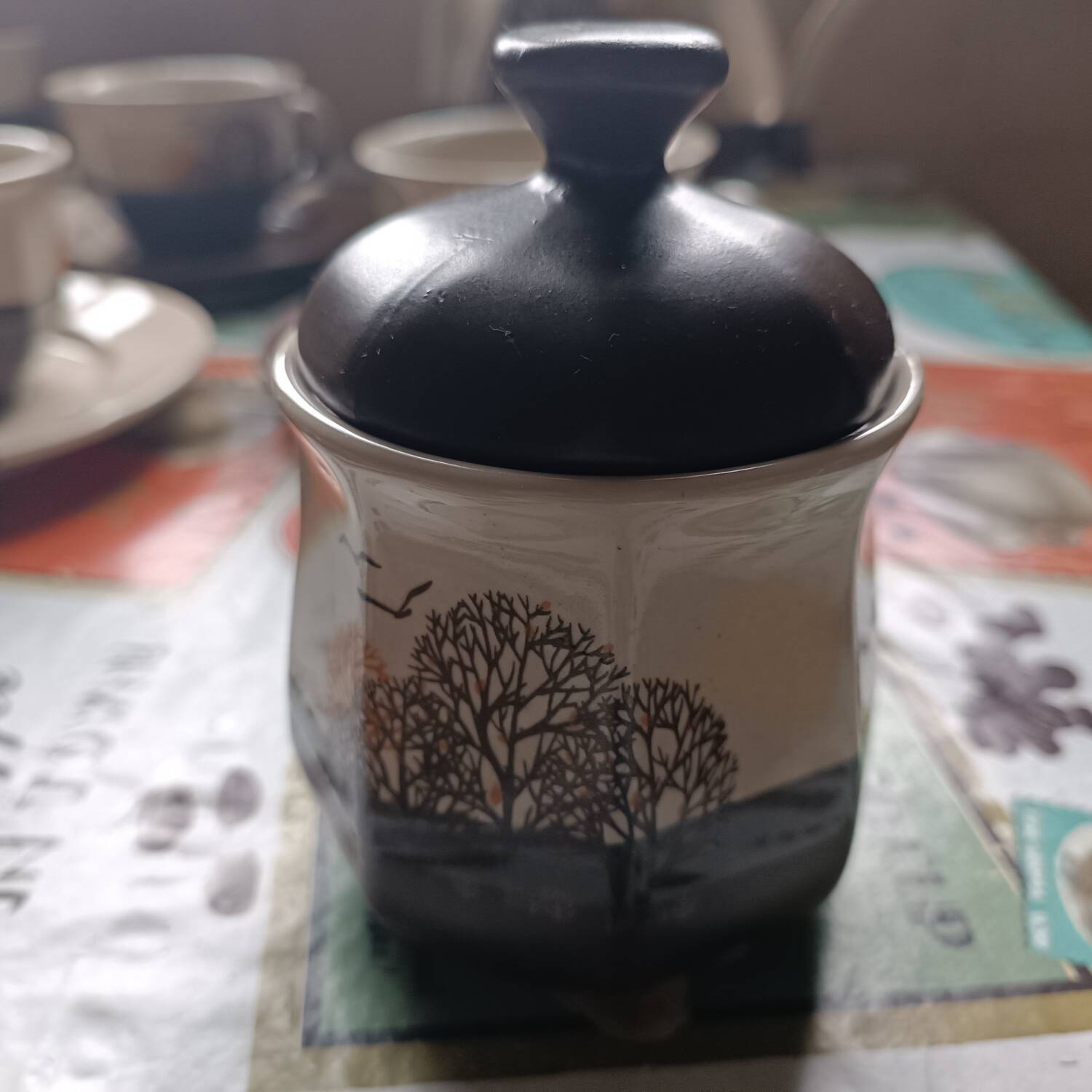 Service à café et dessert complet 21 pièces en céramique - Décor japonisant