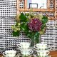 5 cups and saucers vichy 1950