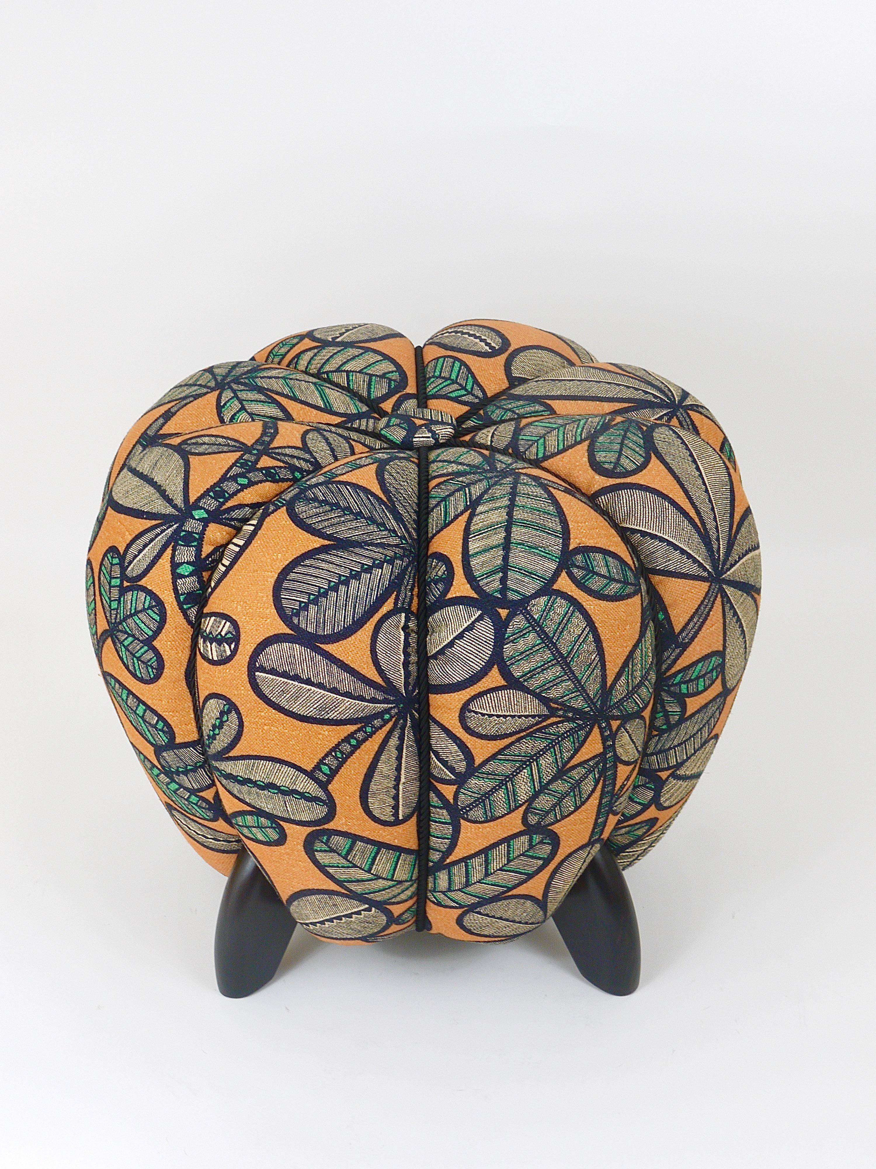 up to 3 Art Deco stools by Jindrich Halabala, leaf pattern, pouf, ottoman, 1930s
