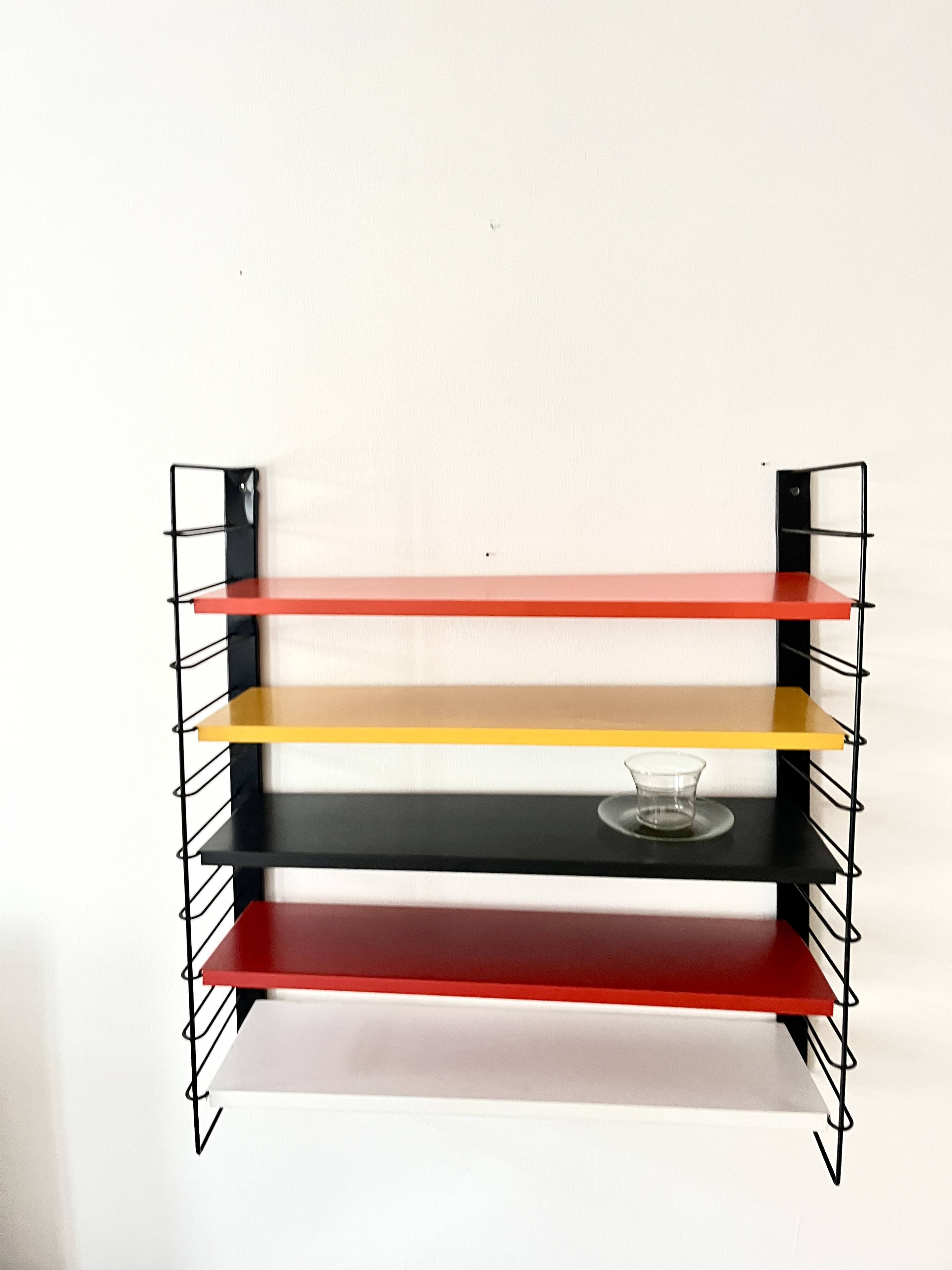 Étagère murale en métal Tomado De Stijl vintage originale (5 étagères), milieu du siècle