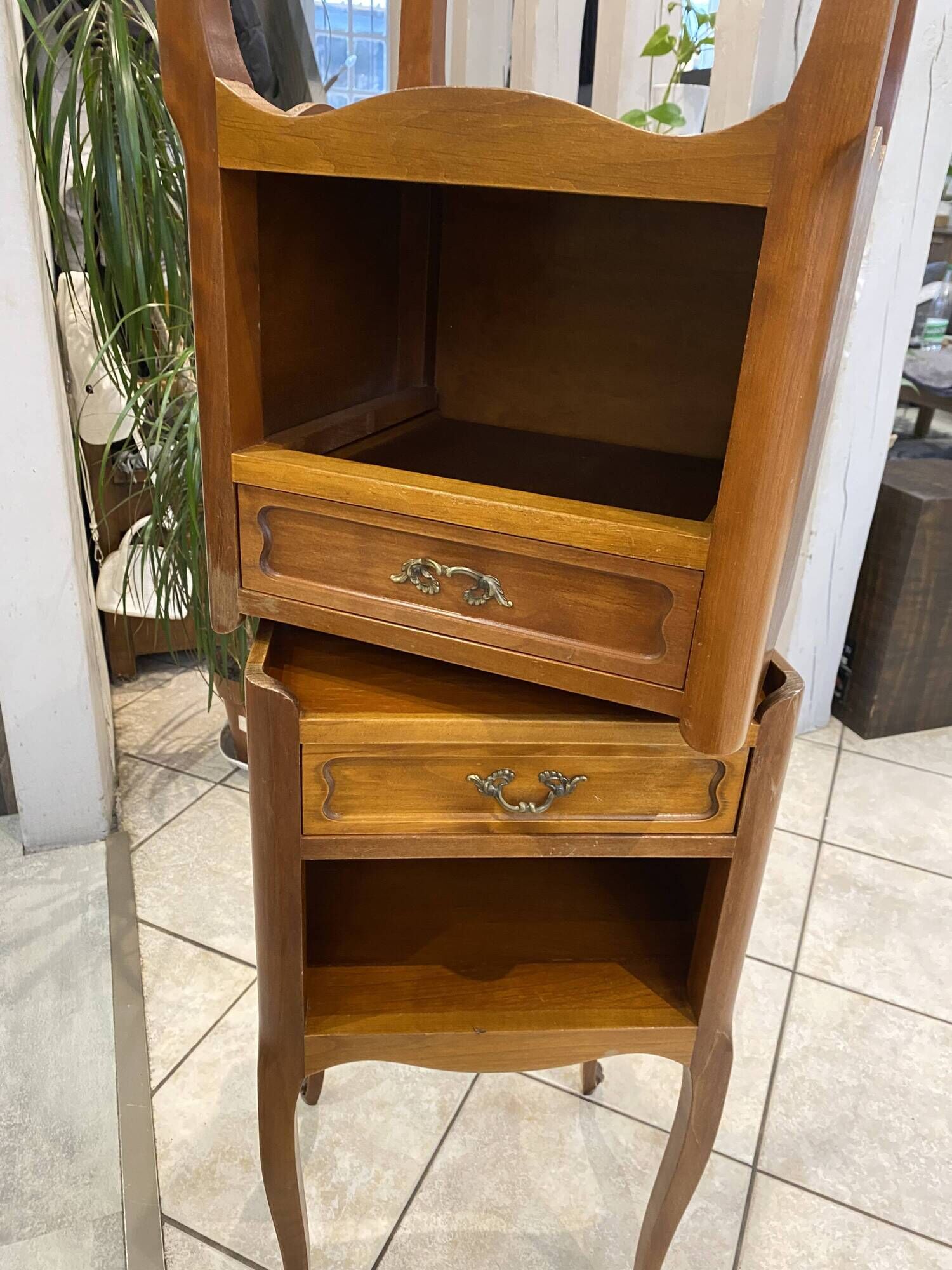 Pair of bedside tables with drawer and niche in Louis XV style.