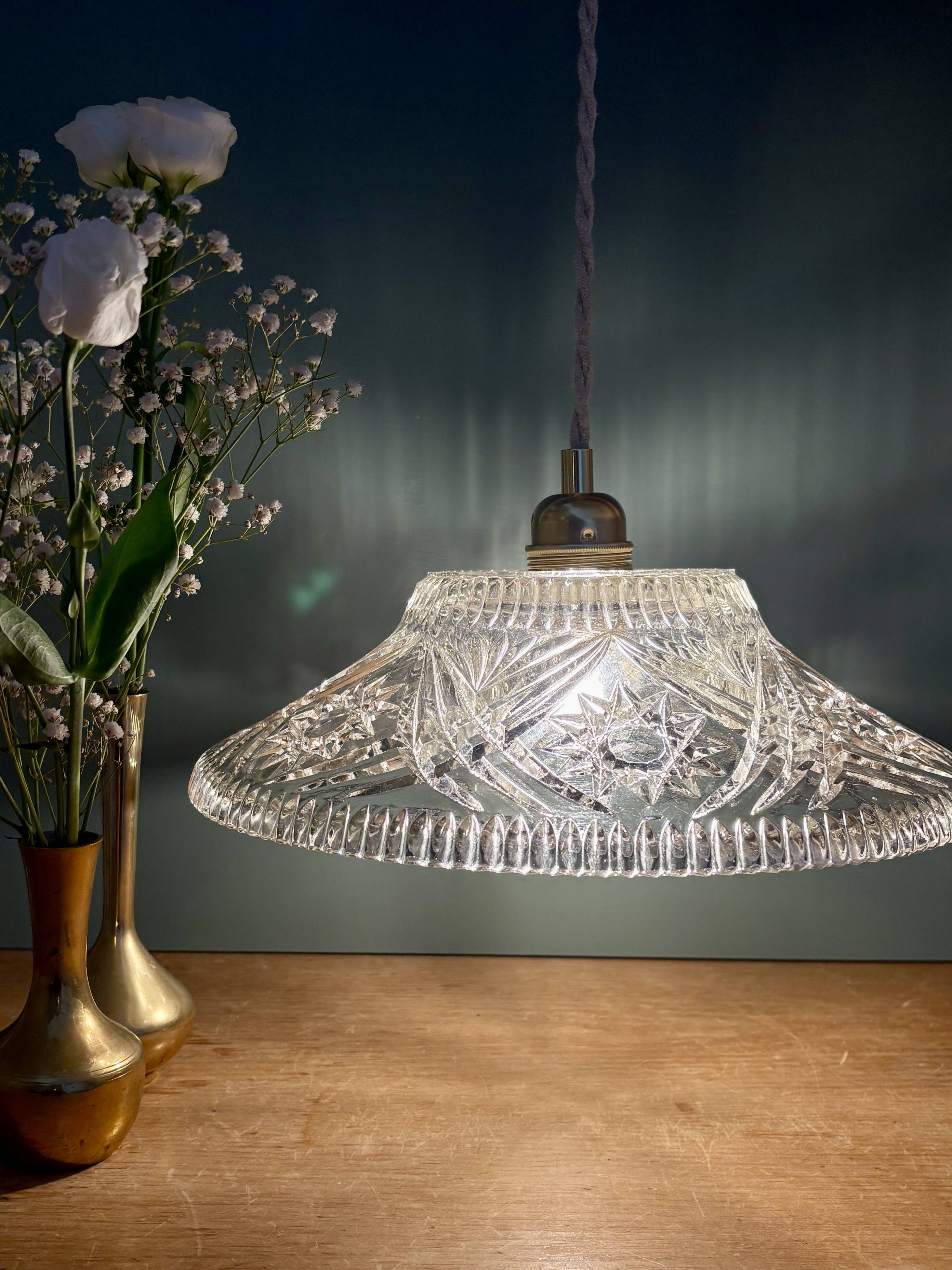 Vintage glass pendant light - tableware collection -