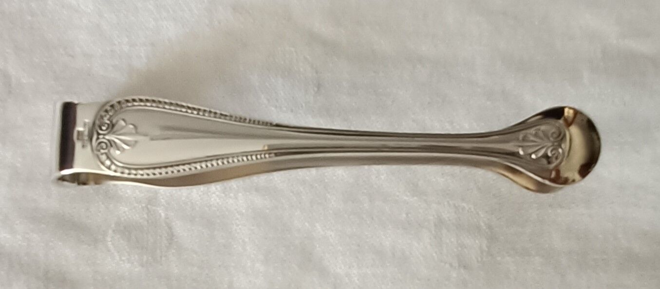 Christofle silver metal sugar tongs model "Malmaison"