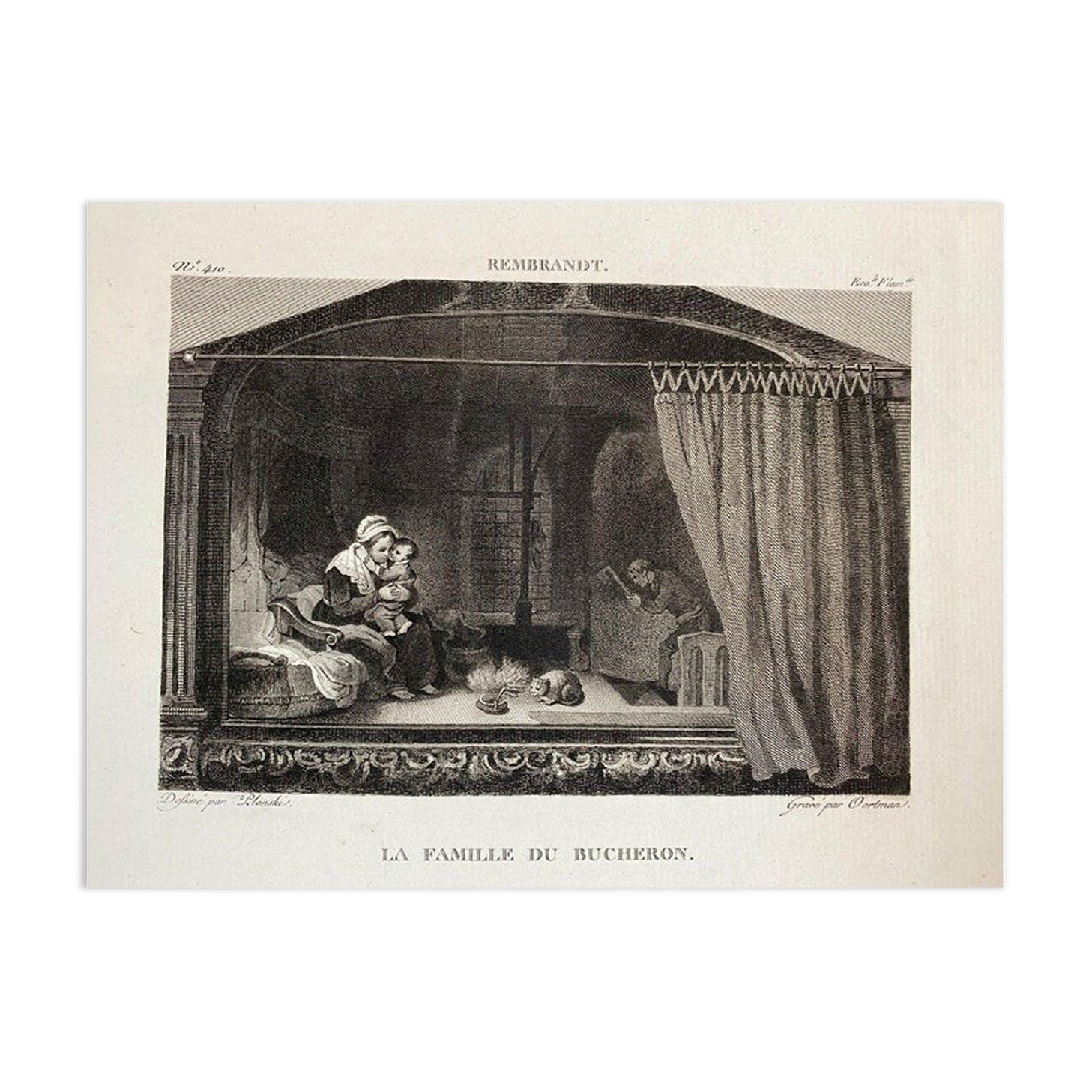 Rembrandt, The Lumberjack's Family, engraving by J. Oortman, nineteenth century