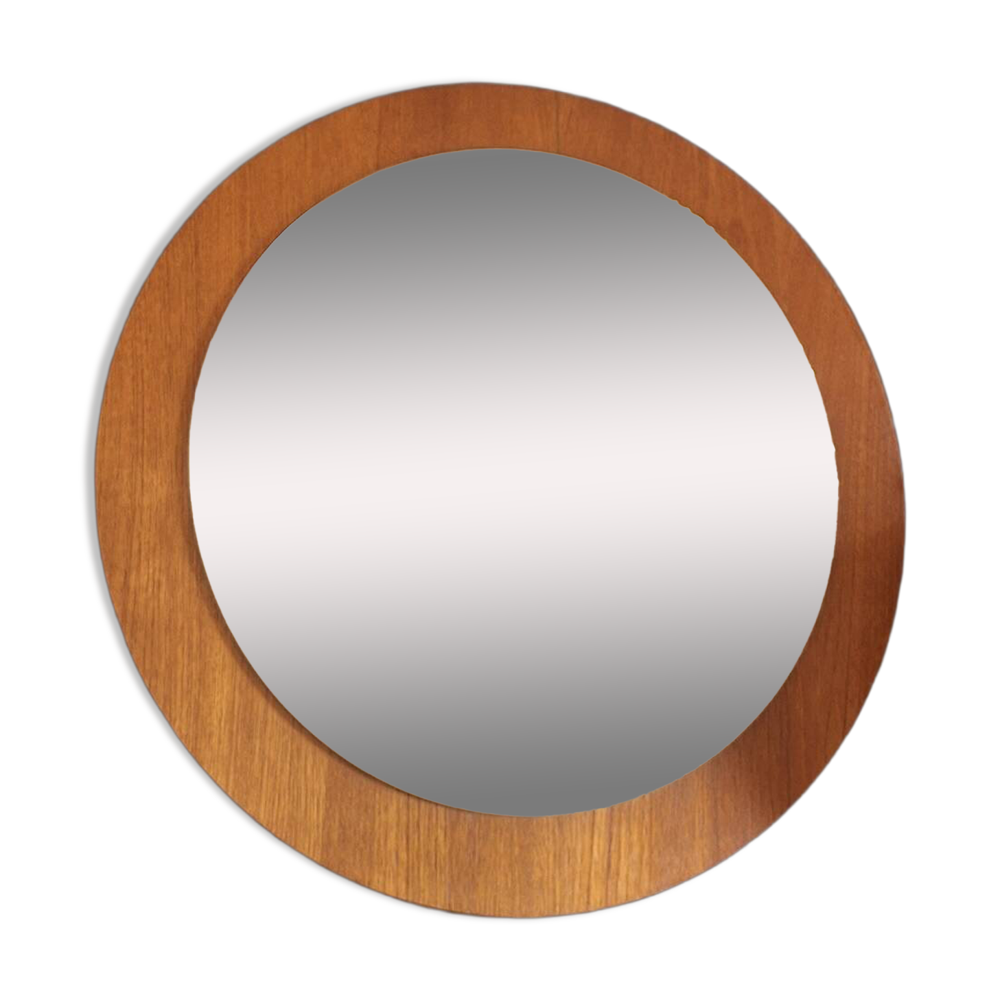 Teak circular bevelled wall mirror, Denmark 1960s