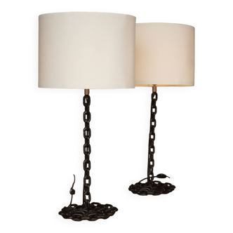 Chain Table Lamps. 2000s. Set of 2