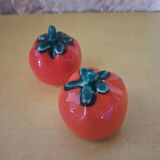 Salière et poivrière tomate en barbotine vintage