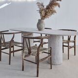 Olya oblong dining table 150x90 in natural travertine