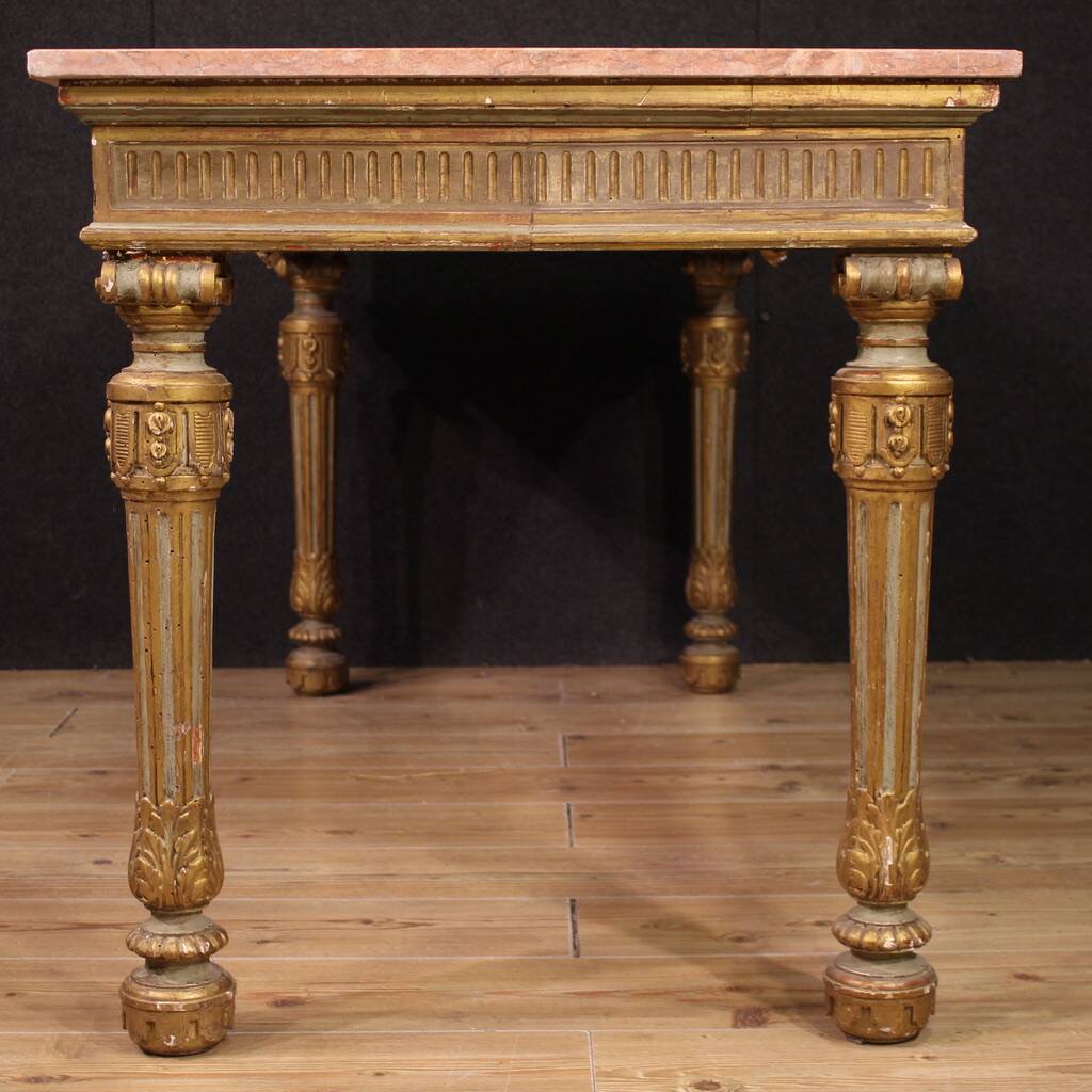 20th century Italian lacquered console table with marble top
