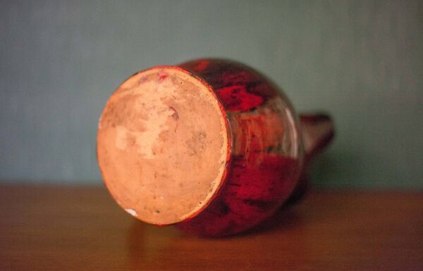 Pichet en terre cuite vernissé rouge sang de boeuf et noir, vase terre cuite, pichet vintage, cuisin
