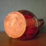 Terracotta pitcher glazed in oxblood red and black, terracotta vase, vintage pitcher, kitchen