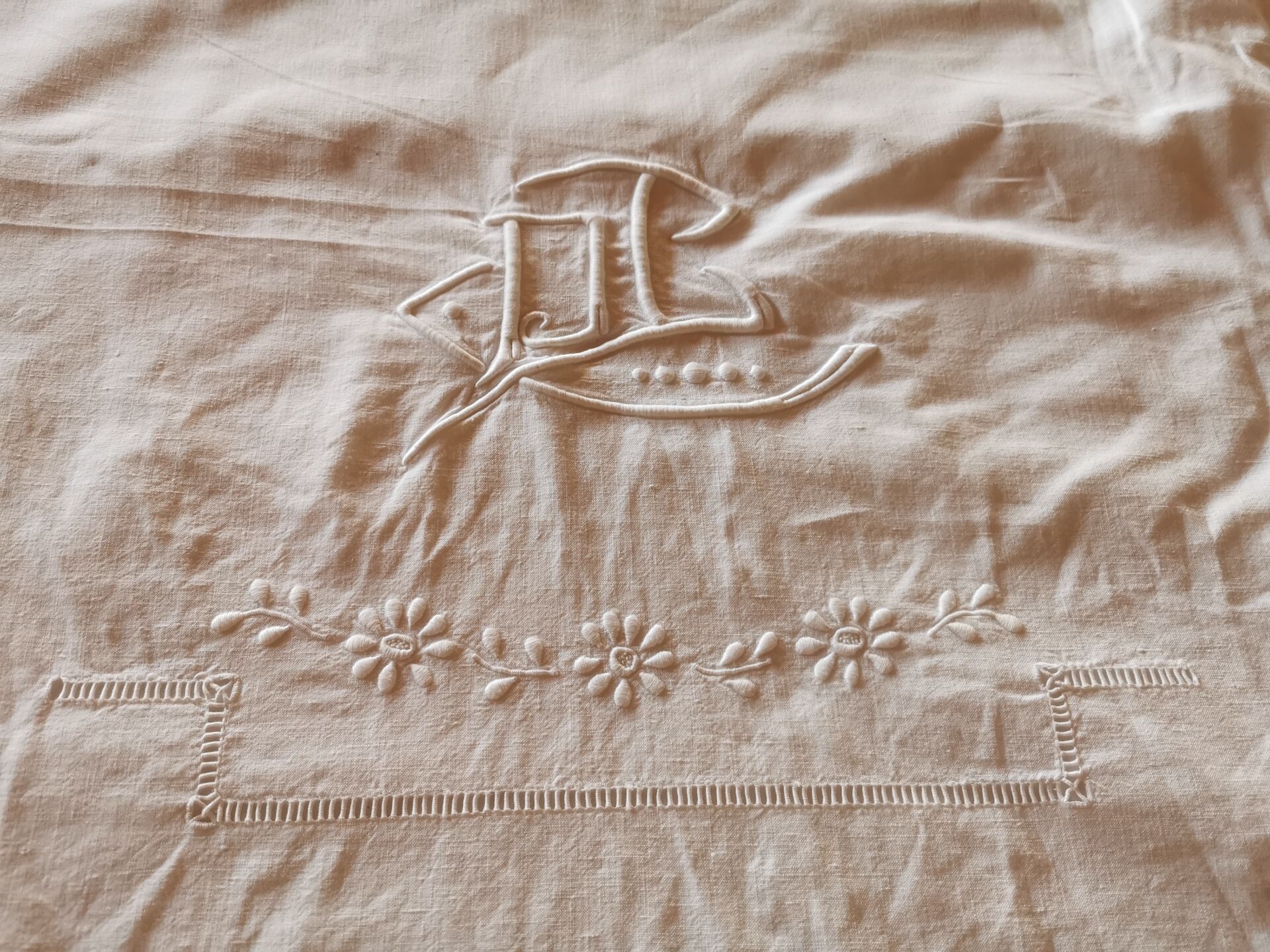 Old monogrammed fabric