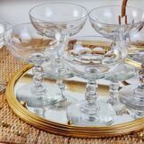 Set of 8 champagne glasses in carved blown glass
